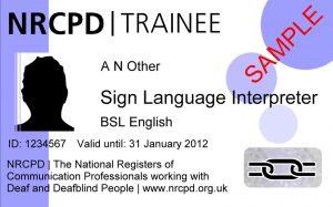 Sample ID cards for a regulated trainee interpreter